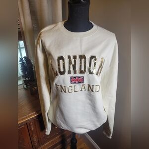 TOUR DE LONDON CREAM AND GOLD EMBROIDERED SWEATSHIRT